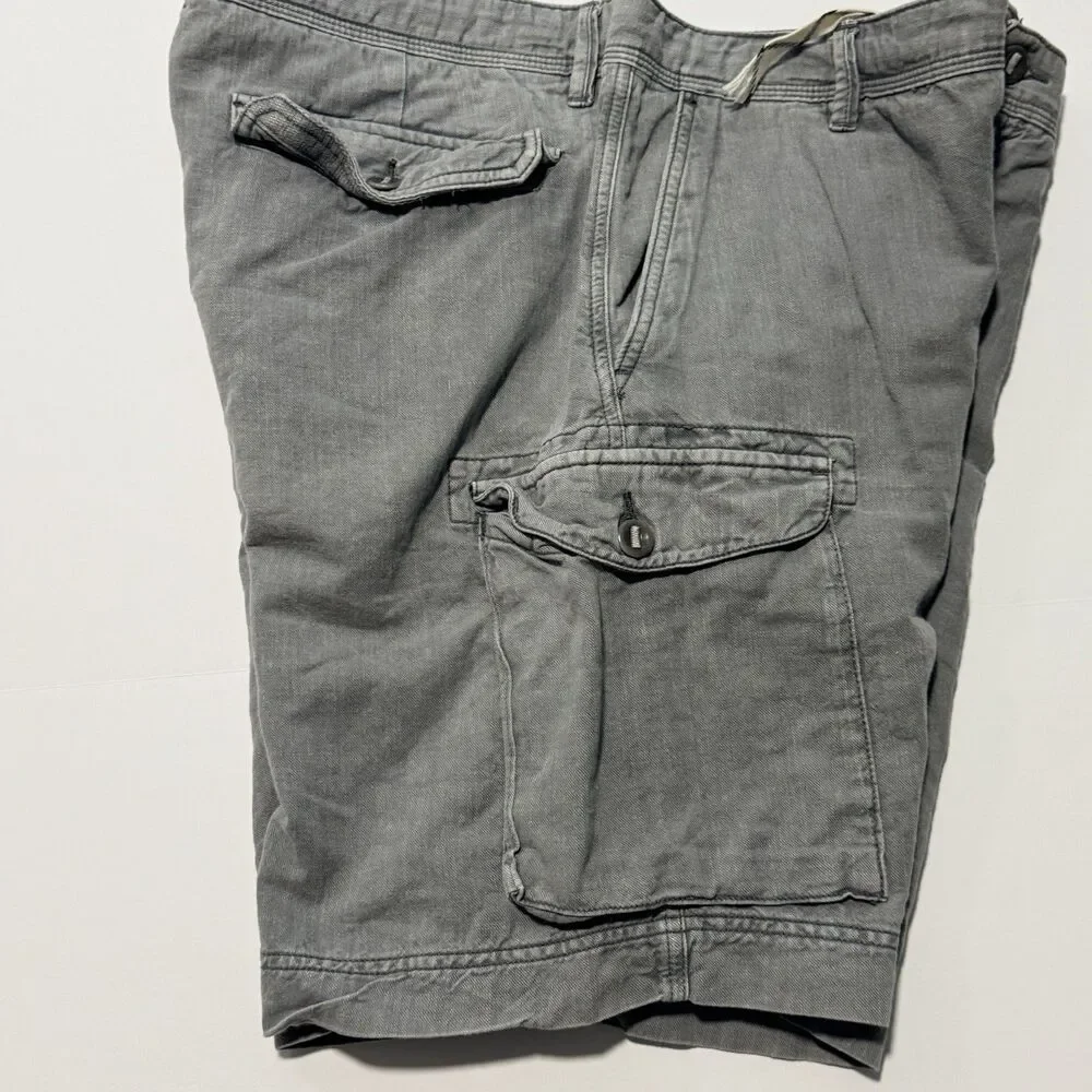 Faherty Linen Cotton Blend Light Gray Cargo Shorts Men's Size 38 Waist 9